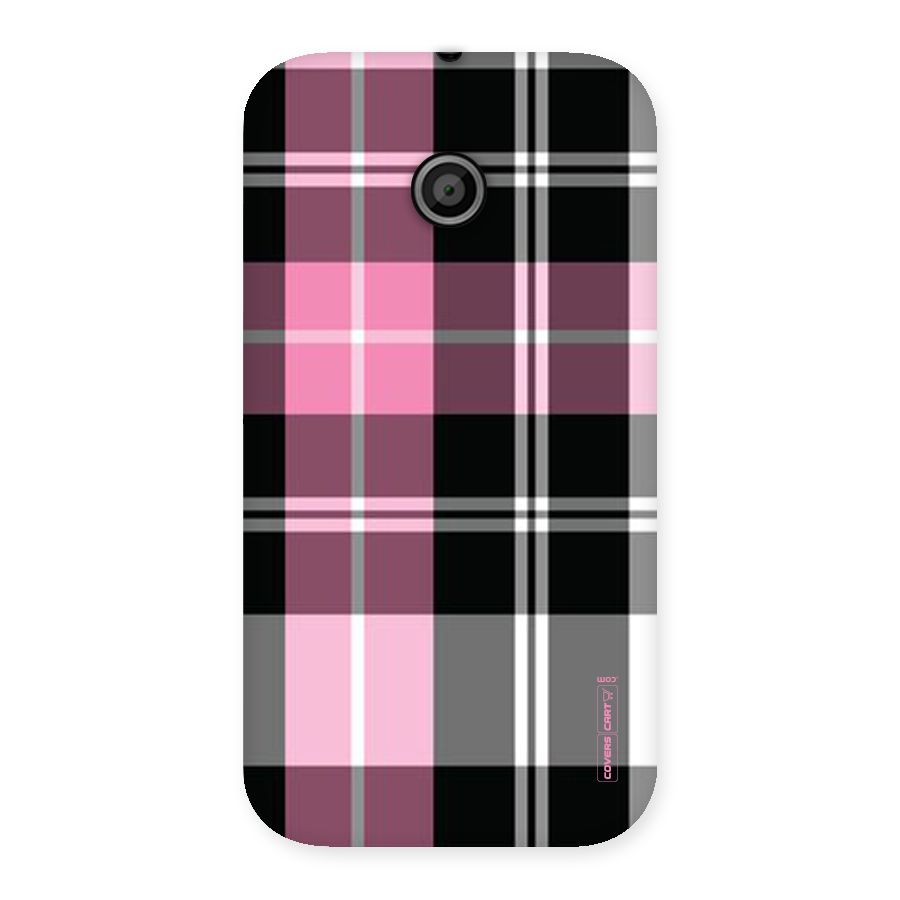 Pink Black Check Back Case for Moto E