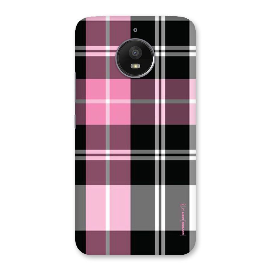 Pink Black Check Back Case for Moto E4 Plus