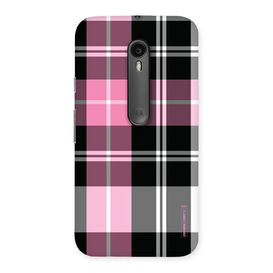 Pink Black Check Back Case for Moto G Turbo