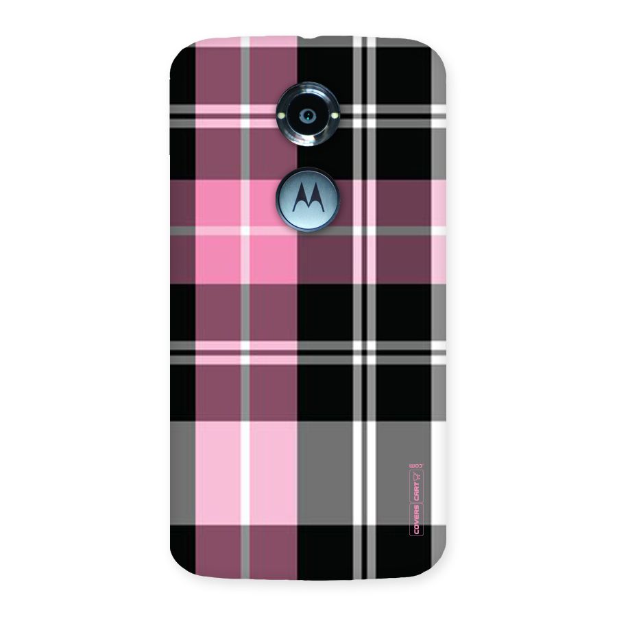 Pink Black Check Back Case for Moto X 2nd Gen