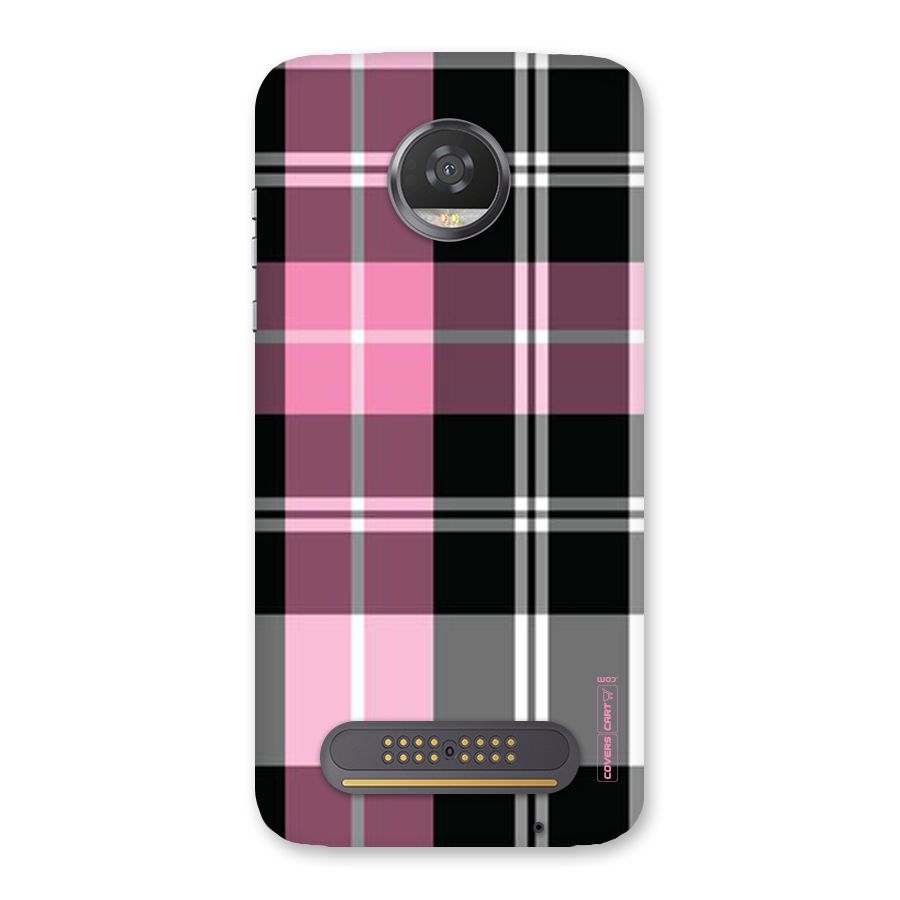 Pink Black Check Back Case for Moto Z2 Play