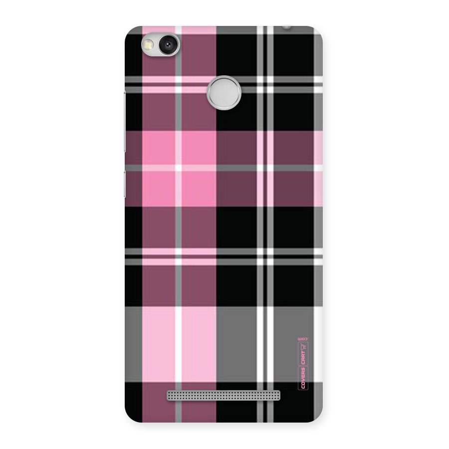 Pink Black Check Back Case for Redmi 3S Prime