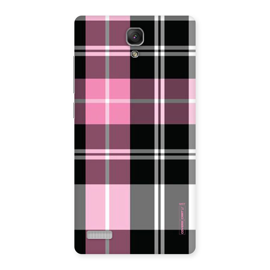 Pink Black Check Back Case for Redmi Note Prime