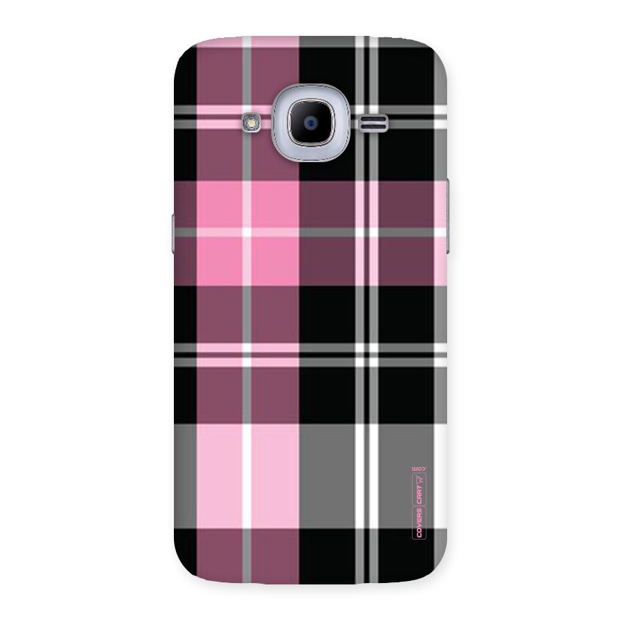 Pink Black Check Back Case for Samsung Galaxy J2 2016