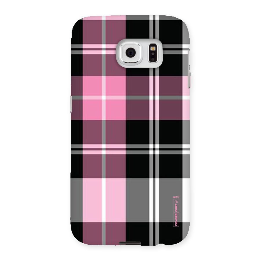 Pink Black Check Back Case for Samsung Galaxy S6