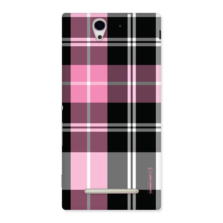 Pink Black Check Back Case for Sony Xperia C3