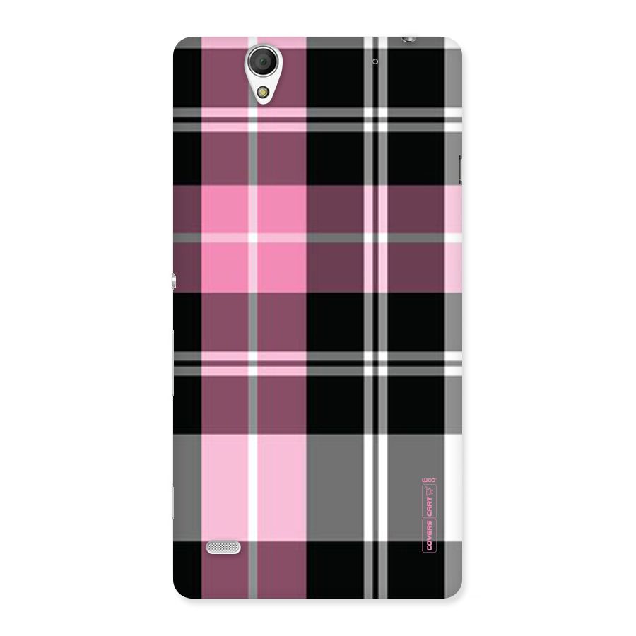 Pink Black Check Back Case for Sony Xperia C4