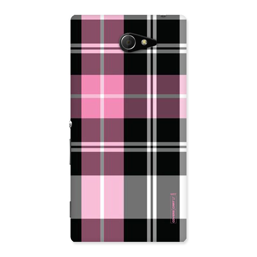 Pink Black Check Back Case for Sony Xperia M2