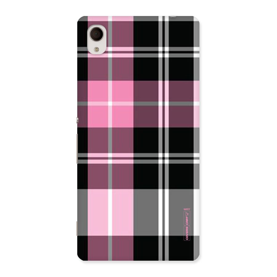 Pink Black Check Back Case for Xperia M4 Aqua
