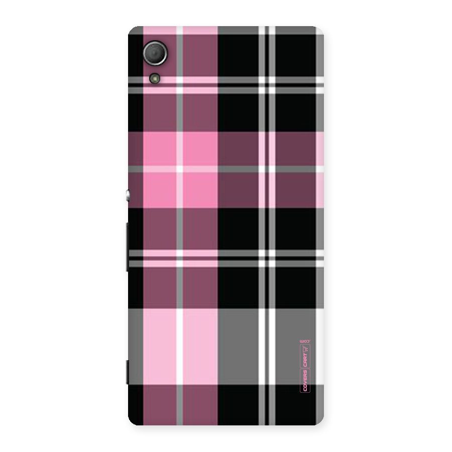 Pink Black Check Back Case for Xperia Z3 Plus