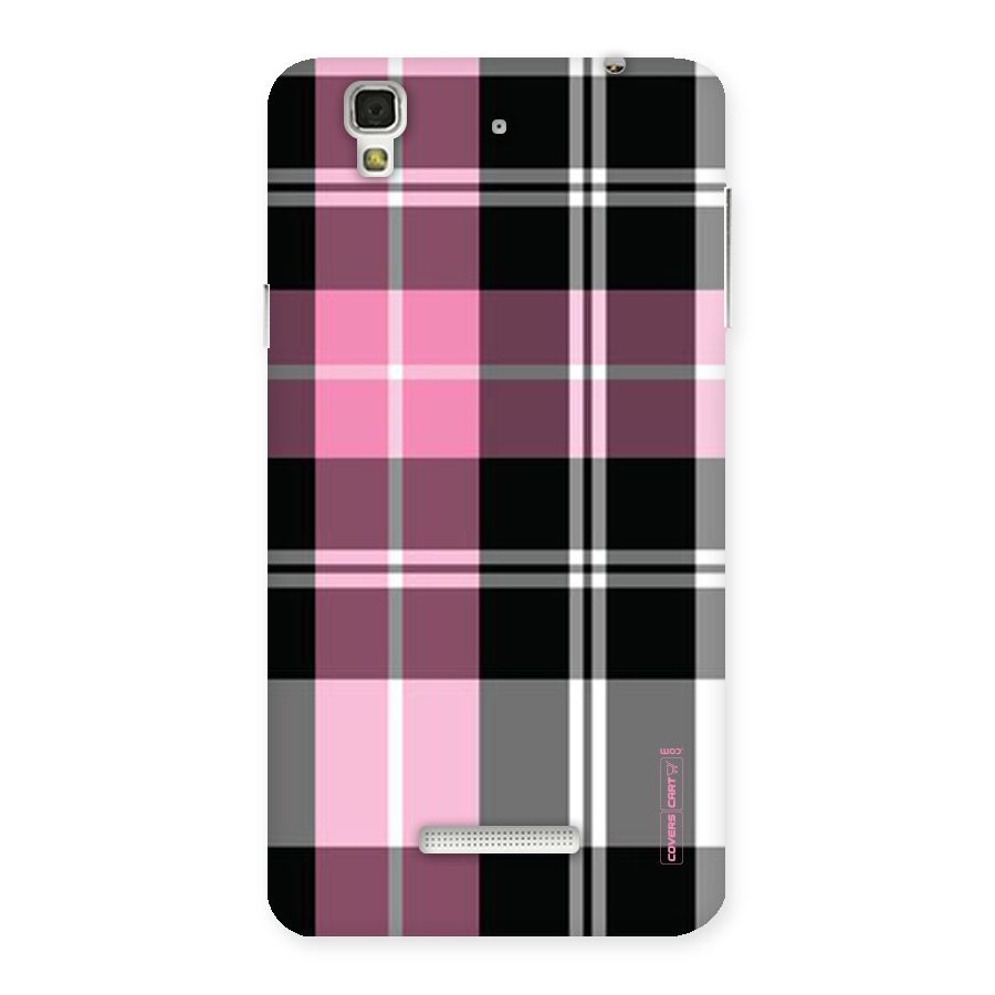 Pink Black Check Back Case for YU Yureka Plus