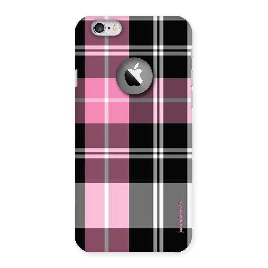 Pink Black Check Back Case for iPhone 6 Logo Cut