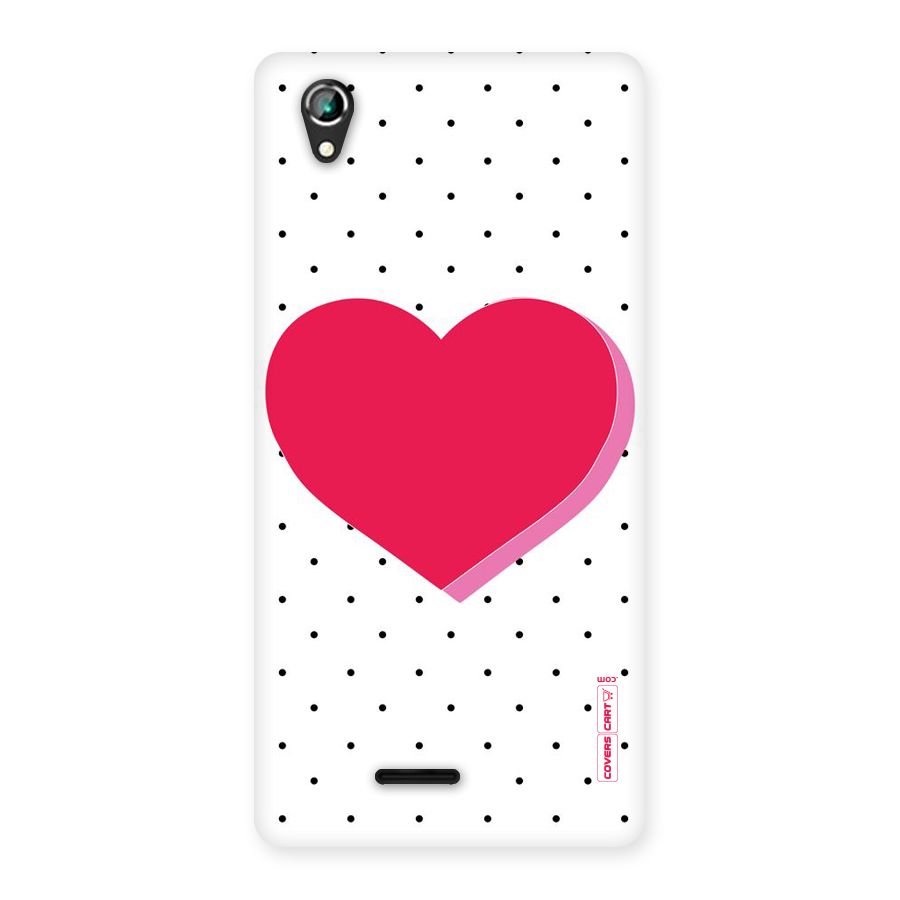 Pink Polka Heart Back Case for Lava Iris 800