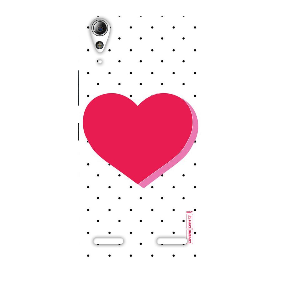 Pink Polka Heart Back Case for Lenovo A6000