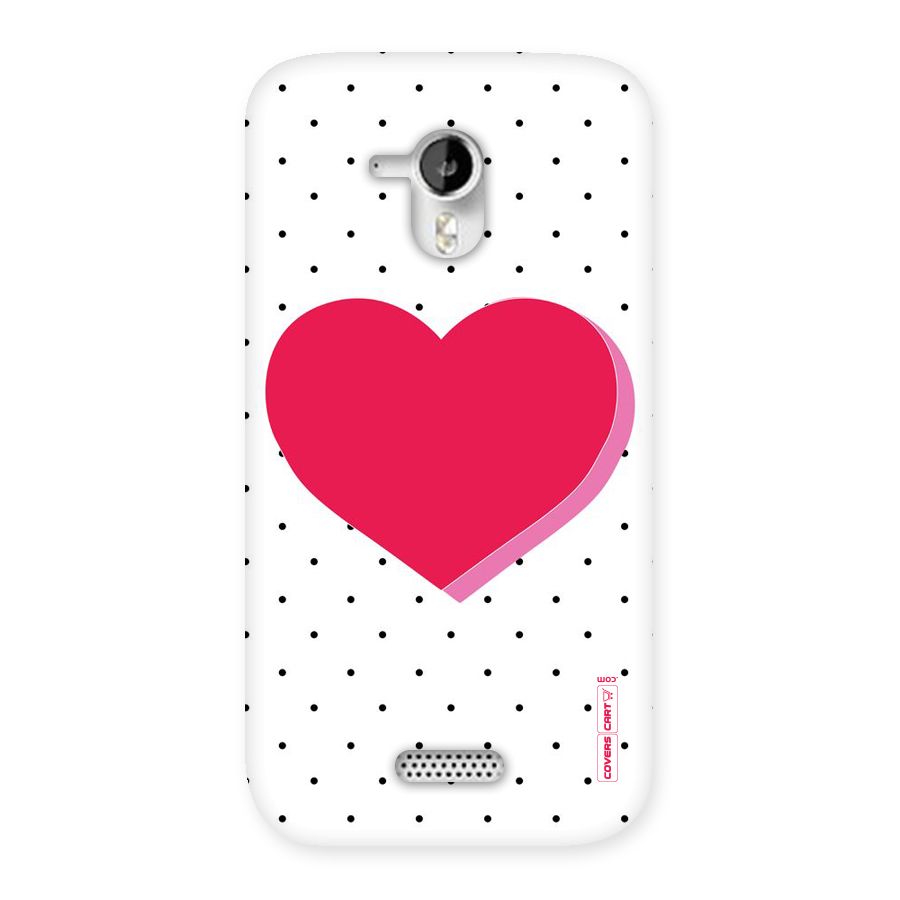 Pink Polka Heart Back Case for Micromax Canvas HD A116