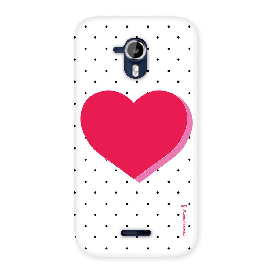 Pink Polka Heart Back Case for Micromax Canvas Magnus A117