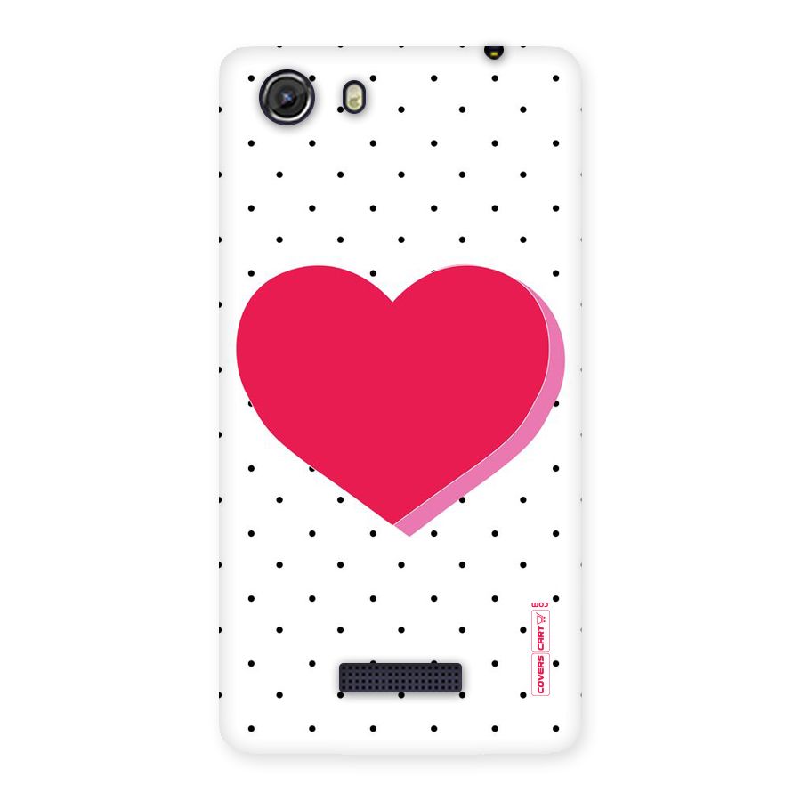 Pink Polka Heart Back Case for Micromax Unite 3