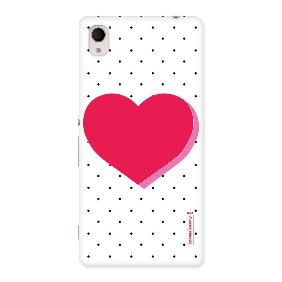 Pink Polka Heart Back Case for Xperia M4 Aqua