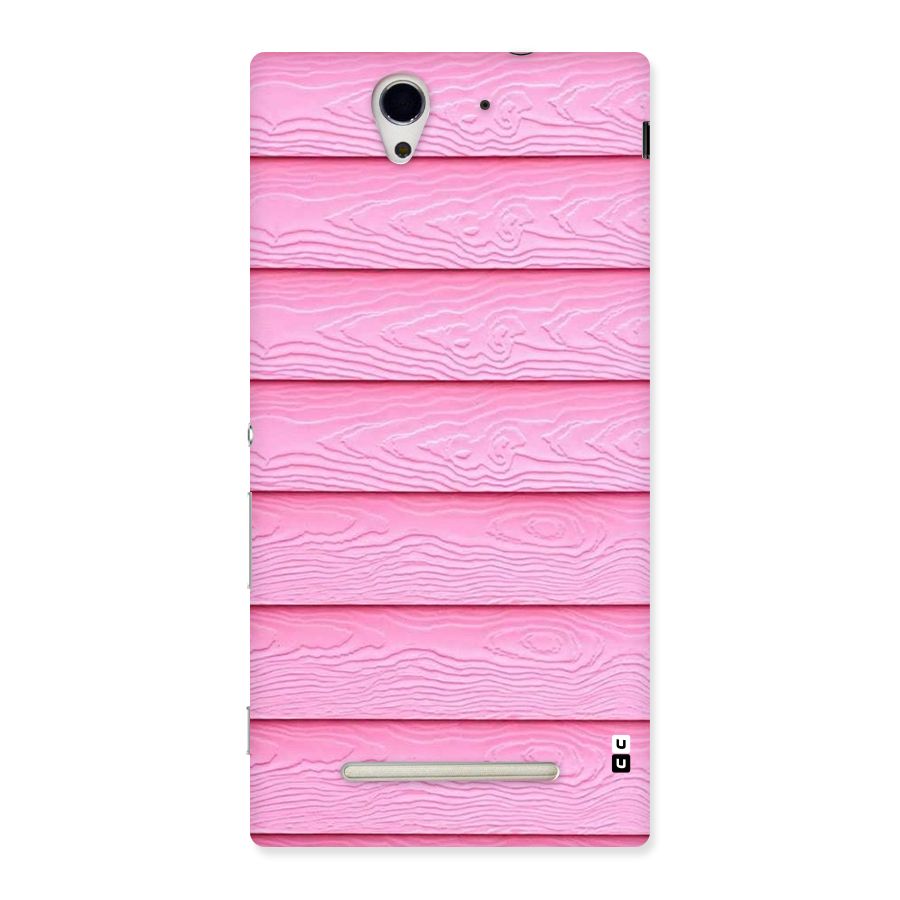 Pink Wood Back Case for Sony Xperia C3
