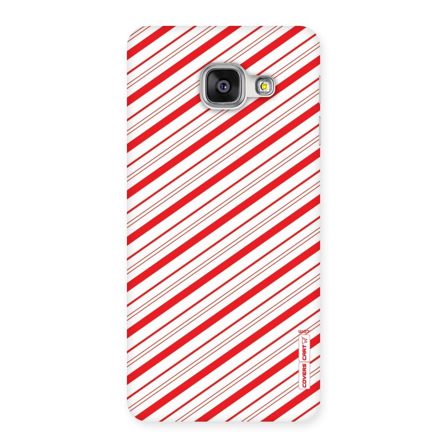 Red And White Diagonal Stripes Back Case for Galaxy A3 2016