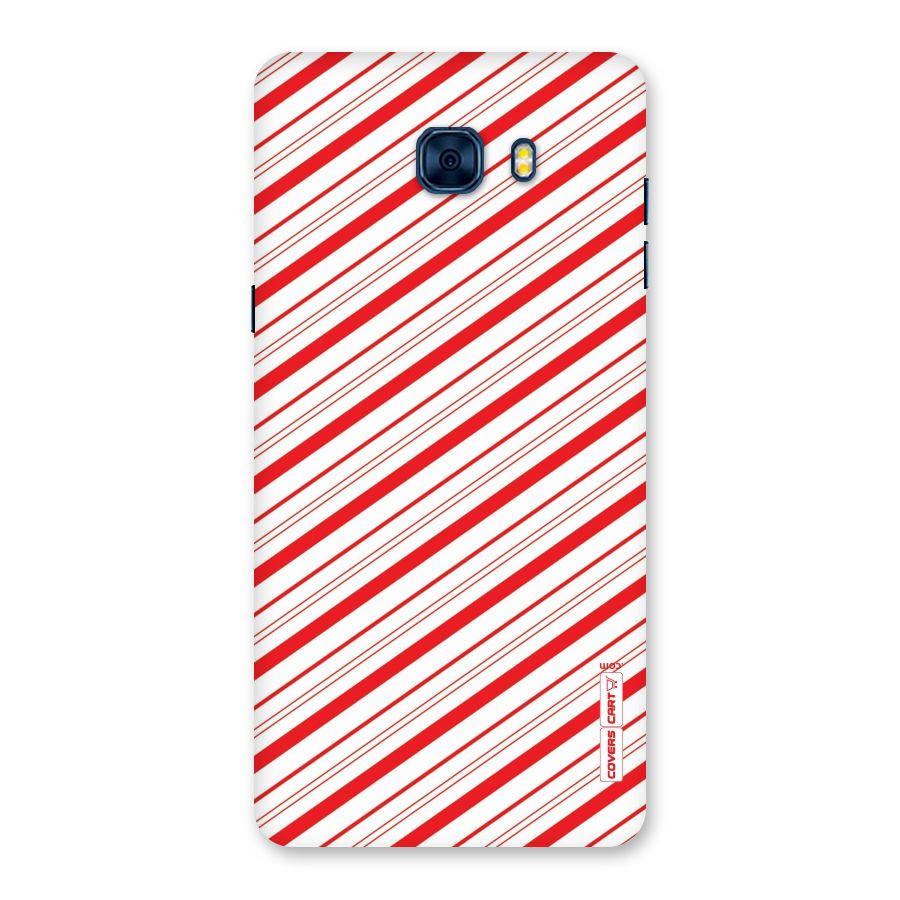 Red And White Diagonal Stripes Back Case for Galaxy C7 Pro