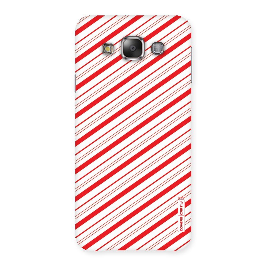 Red And White Diagonal Stripes Back Case for Galaxy E7
