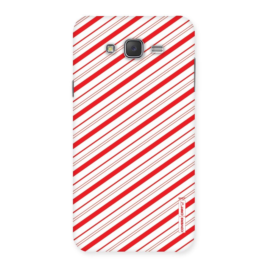Red And White Diagonal Stripes Back Case for Galaxy J7
