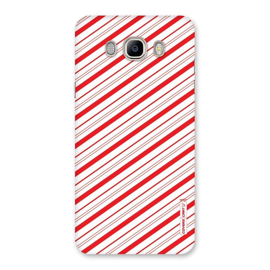 Red And White Diagonal Stripes Back Case for Galaxy On8