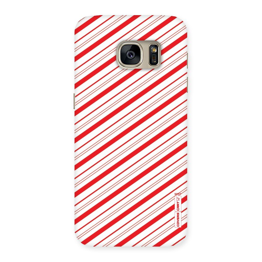 Red And White Diagonal Stripes Back Case for Galaxy S7