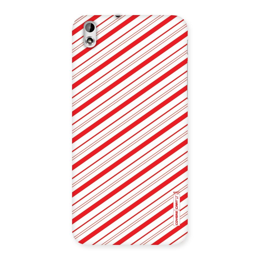 Red And White Diagonal Stripes Back Case for HTC Desire 816g