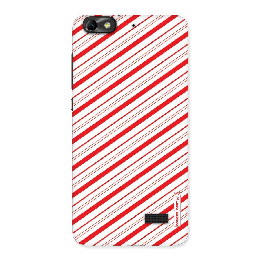 Red And White Diagonal Stripes Back Case for Honor 4C