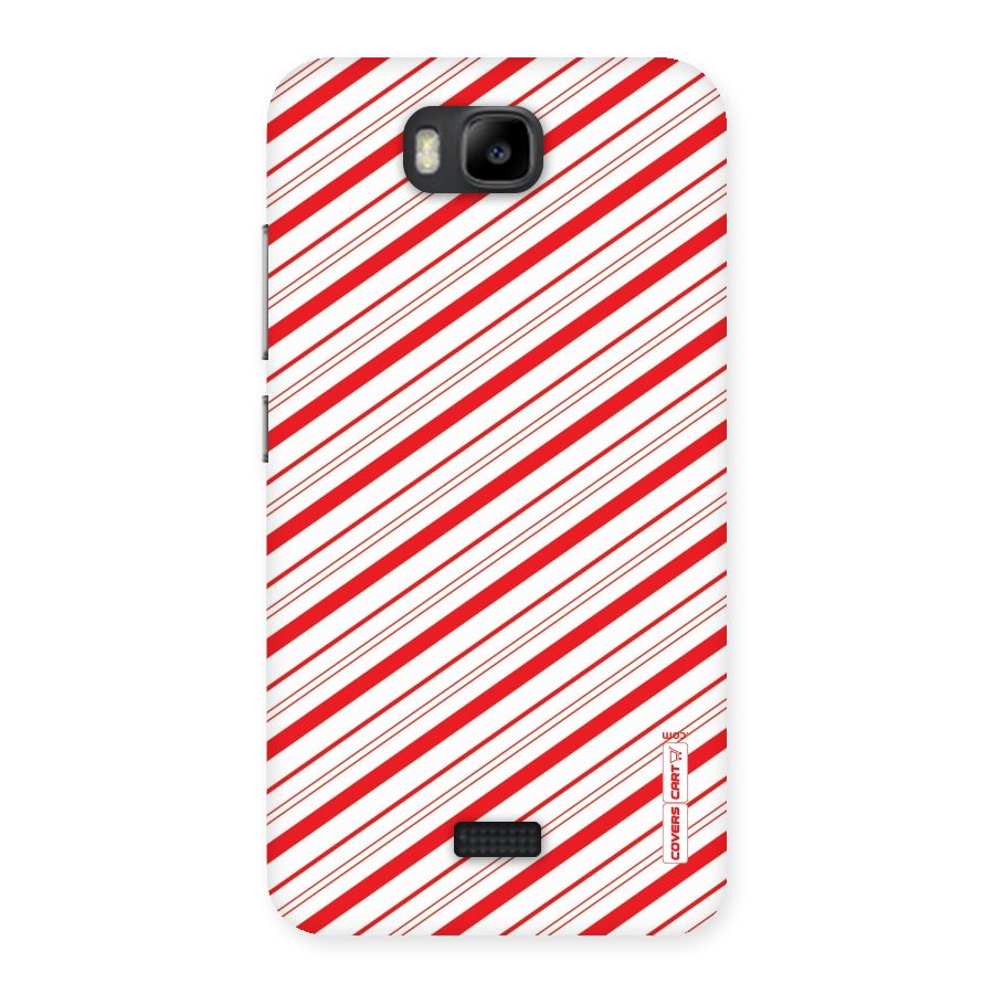 Red And White Diagonal Stripes Back Case for Honor Bee
