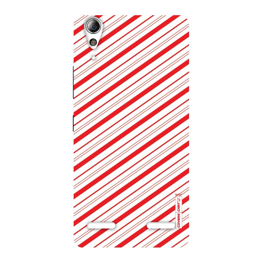 Red And White Diagonal Stripes Back Case for Lenovo A6000 Plus