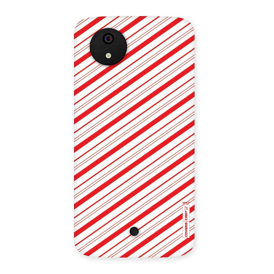 Red And White Diagonal Stripes Back Case for Micromax Canvas A1