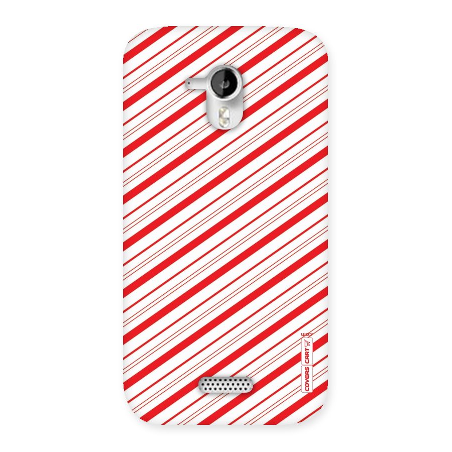 Red And White Diagonal Stripes Back Case for Micromax Canvas HD A116