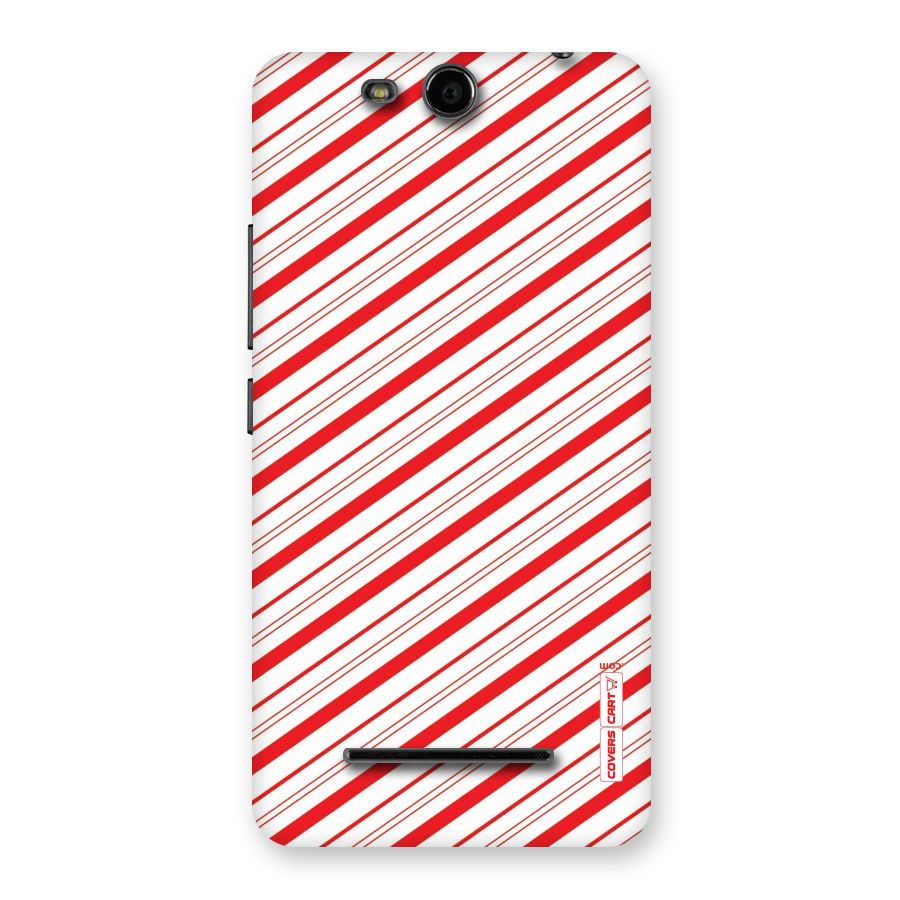 Red And White Diagonal Stripes Back Case for Micromax Canvas Juice 3 Q392