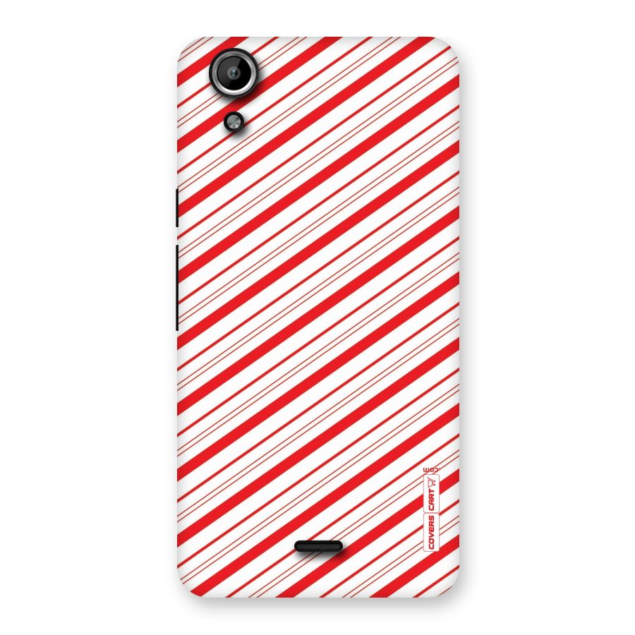 Red And White Diagonal Stripes Back Case for Micromax Canvas Selfie Lens Q345