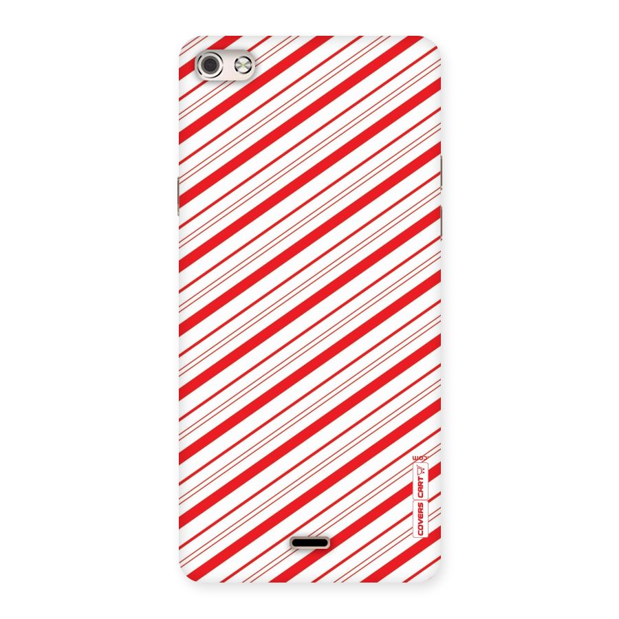 Red And White Diagonal Stripes Back Case for Micromax Canvas Silver 5