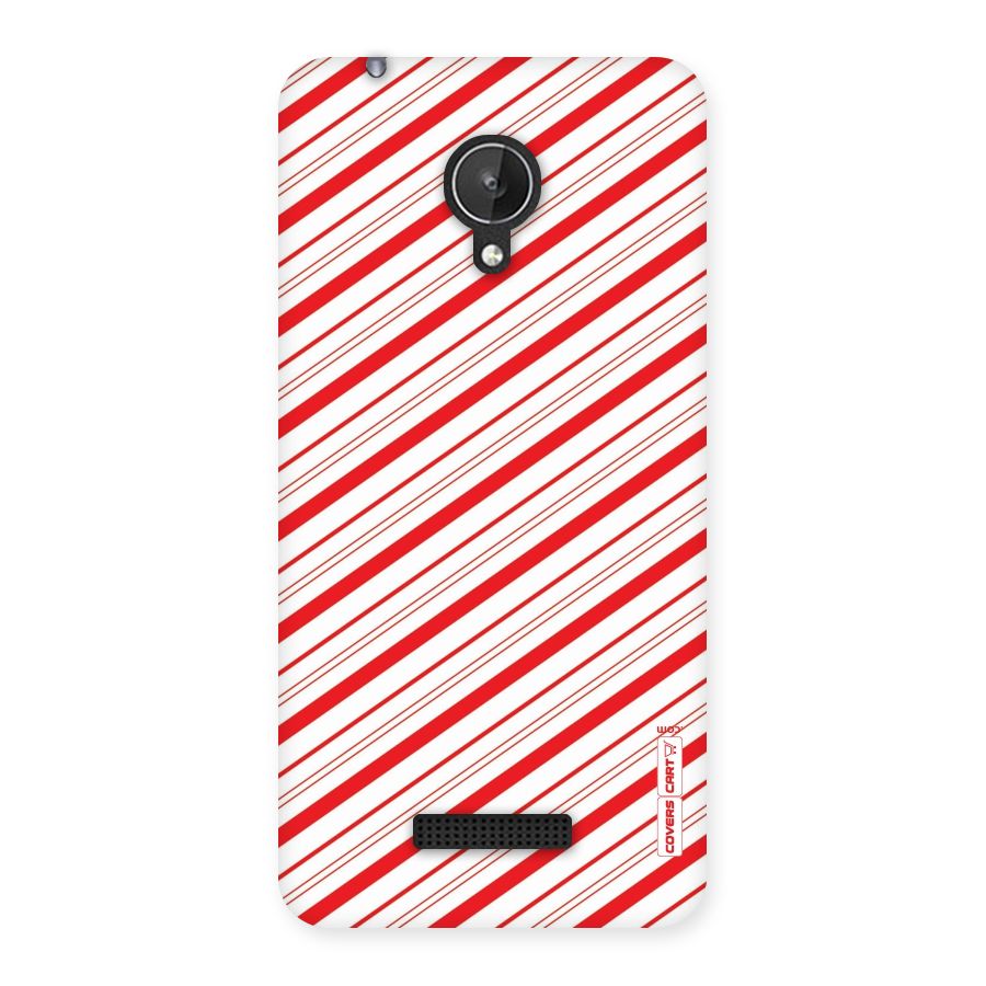 Red And White Diagonal Stripes Back Case for Micromax Canvas Spark Q380