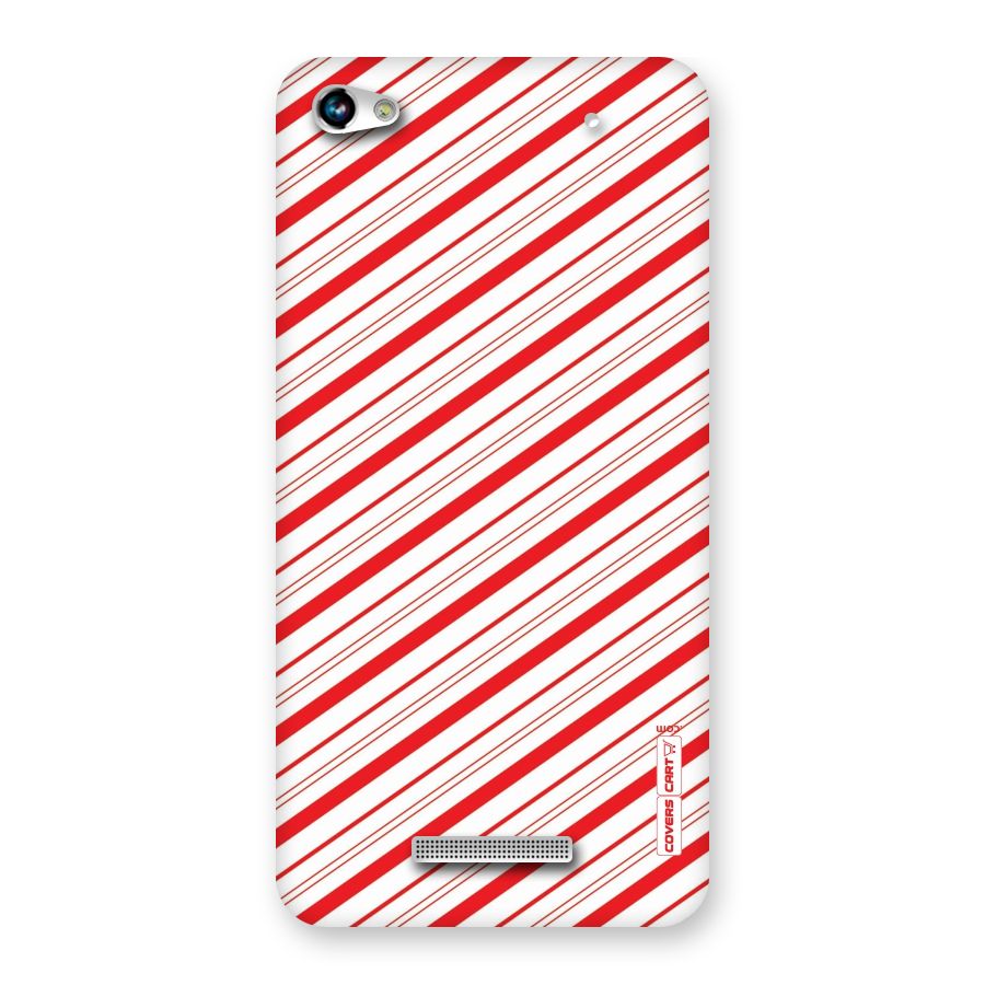 Red And White Diagonal Stripes Back Case for Micromax Hue 2