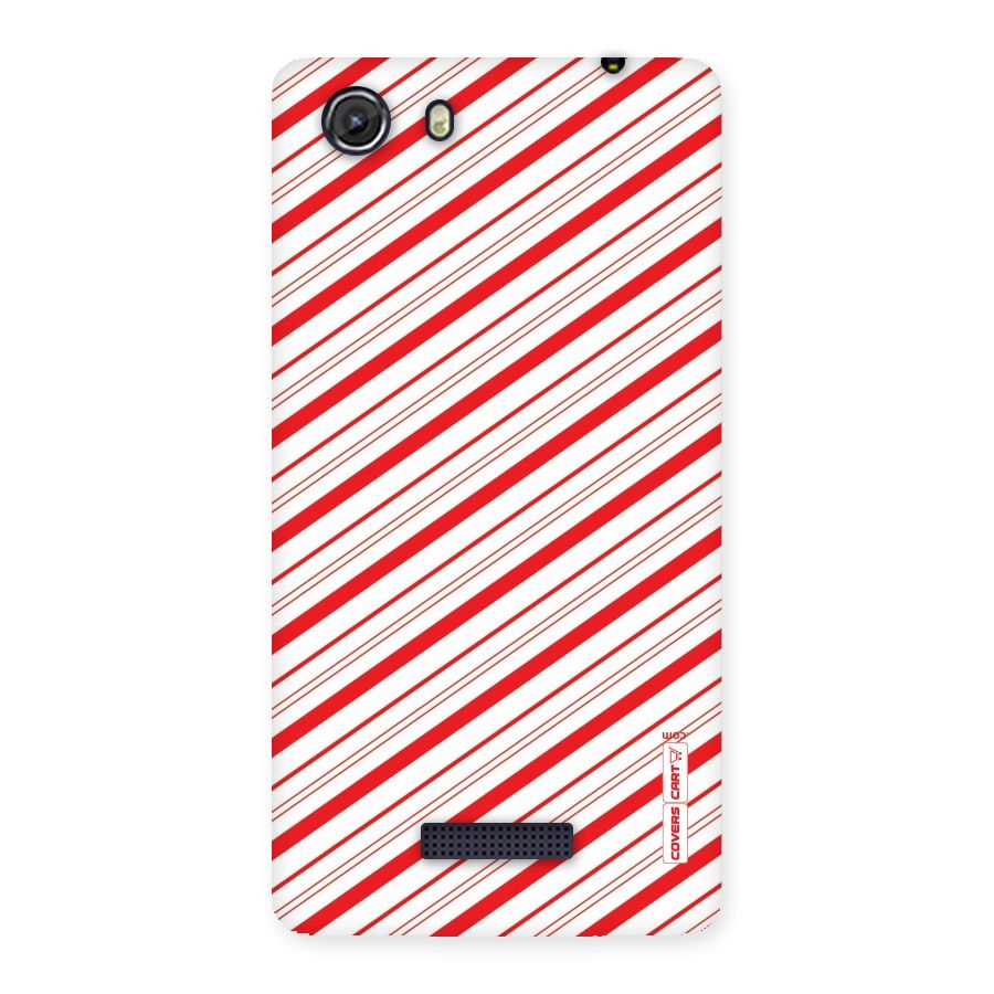 Red And White Diagonal Stripes Back Case for Micromax Unite 3