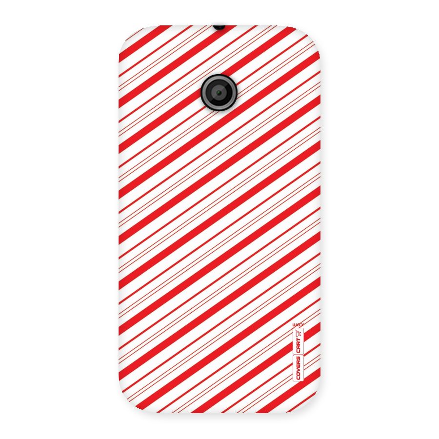 Red And White Diagonal Stripes Back Case for Moto E