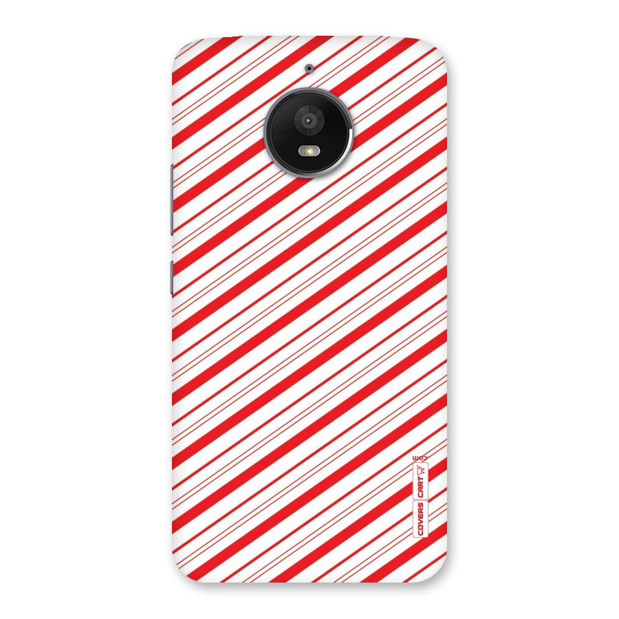 Red And White Diagonal Stripes Back Case for Moto E4 Plus