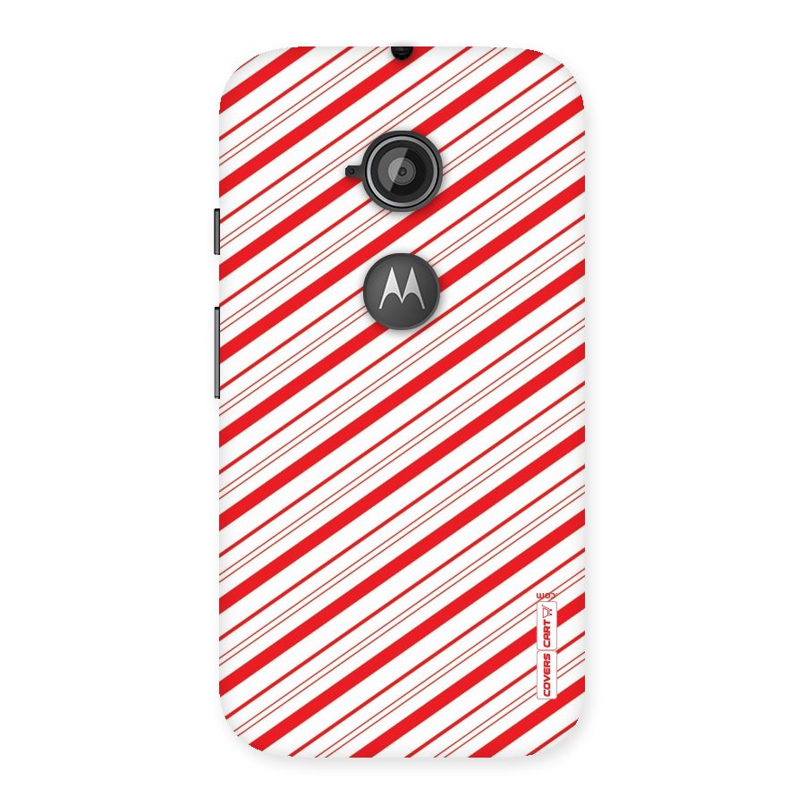 Red And White Diagonal Stripes Back Case for Moto E 2nd Gen