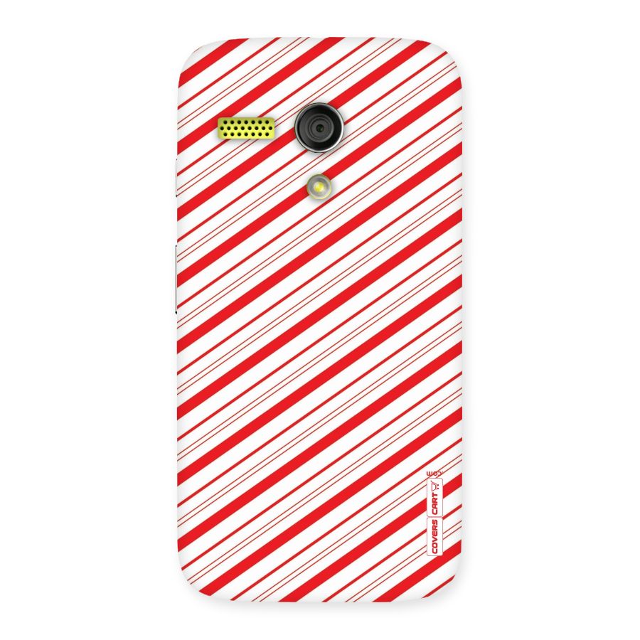 Red And White Diagonal Stripes Back Case for Moto G