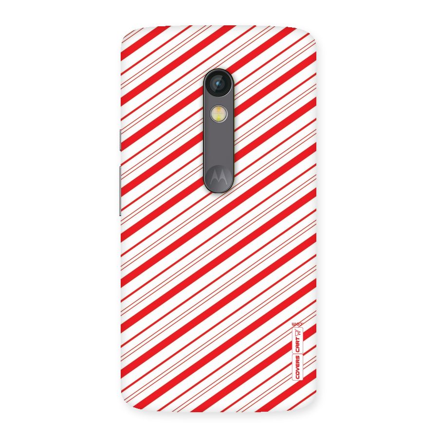 Red And White Diagonal Stripes Back Case for Moto X Play