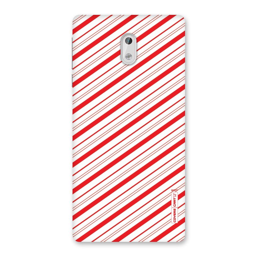 Red And White Diagonal Stripes Back Case for Nokia 3