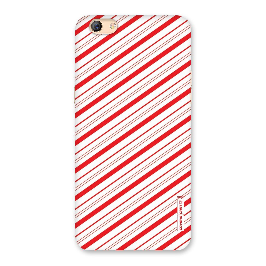 Red And White Diagonal Stripes Back Case for Oppo F3 Plus