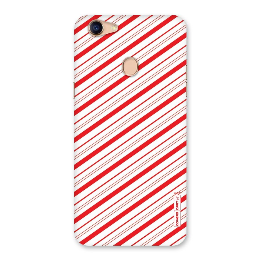 Red And White Diagonal Stripes Back Case for Oppo F5