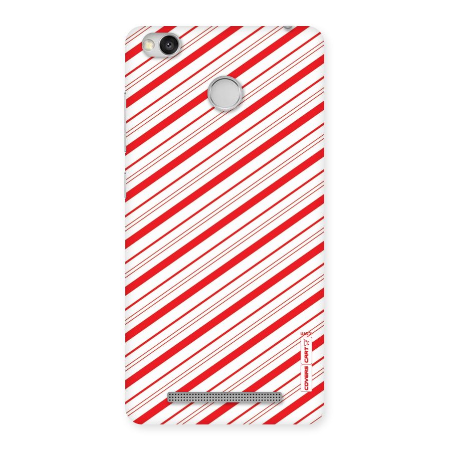 Red And White Diagonal Stripes Back Case for Redmi 3S Prime